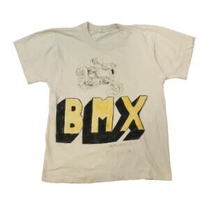 Vintage 80s Bmx Kuwahara Hand Drawn Tan T-Shirt Size L